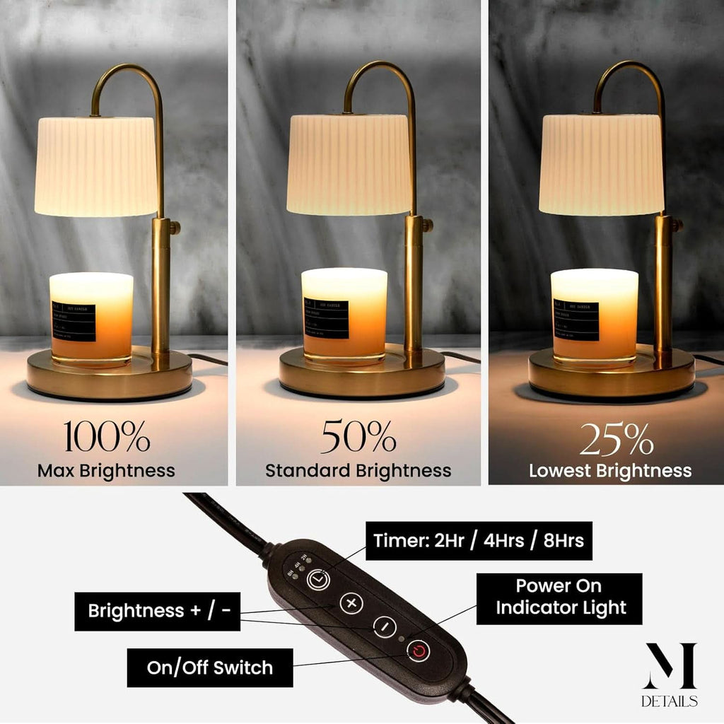 Champagne Gold Adjustable Height Candle Warmer Lamp