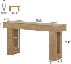 Farmhouse 63Inch Console Table Natural Wood Entryway-0