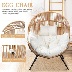 Cozy Outdoor Wicker Egg Chair with Soft Cushion-3