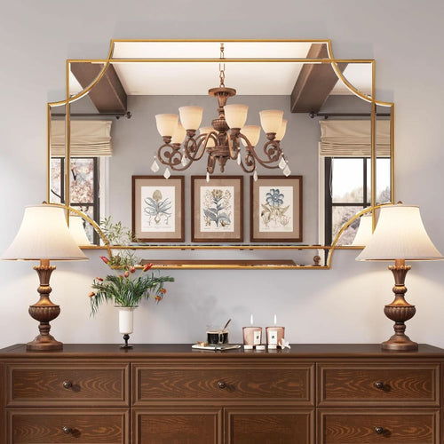 32x48 Inch Gold Wall Mirror Beveled Full Length Mirror-0