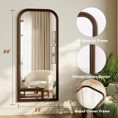 Bronze Metallic 28x69 Inches Arched Full Length Mirror-1