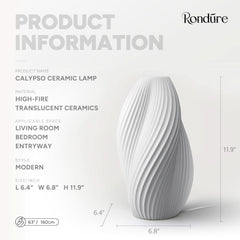 11.9 Inches Translucent Ceramic Table Lamp Dimmable-2