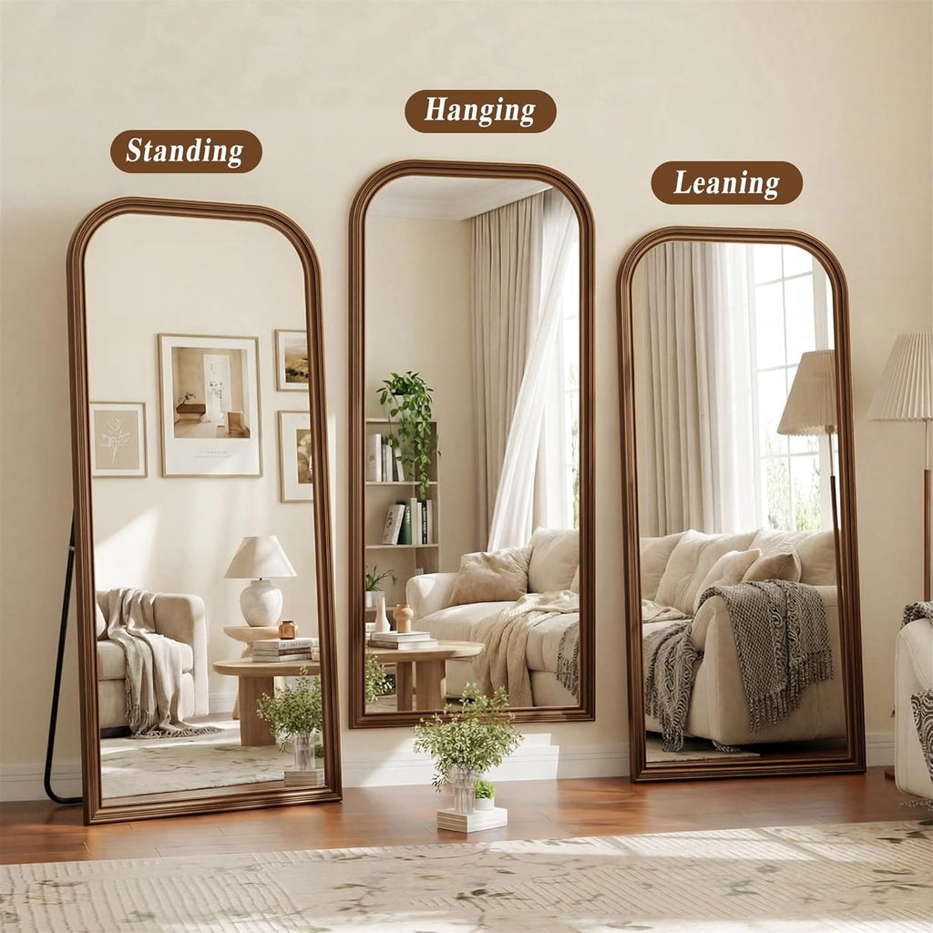 Bronze Metallic 28x69 Inches Arched Full Length Mirror