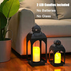 18" & 11.5" High Hanging Candle Lanterns with LED Pillar Candles-4