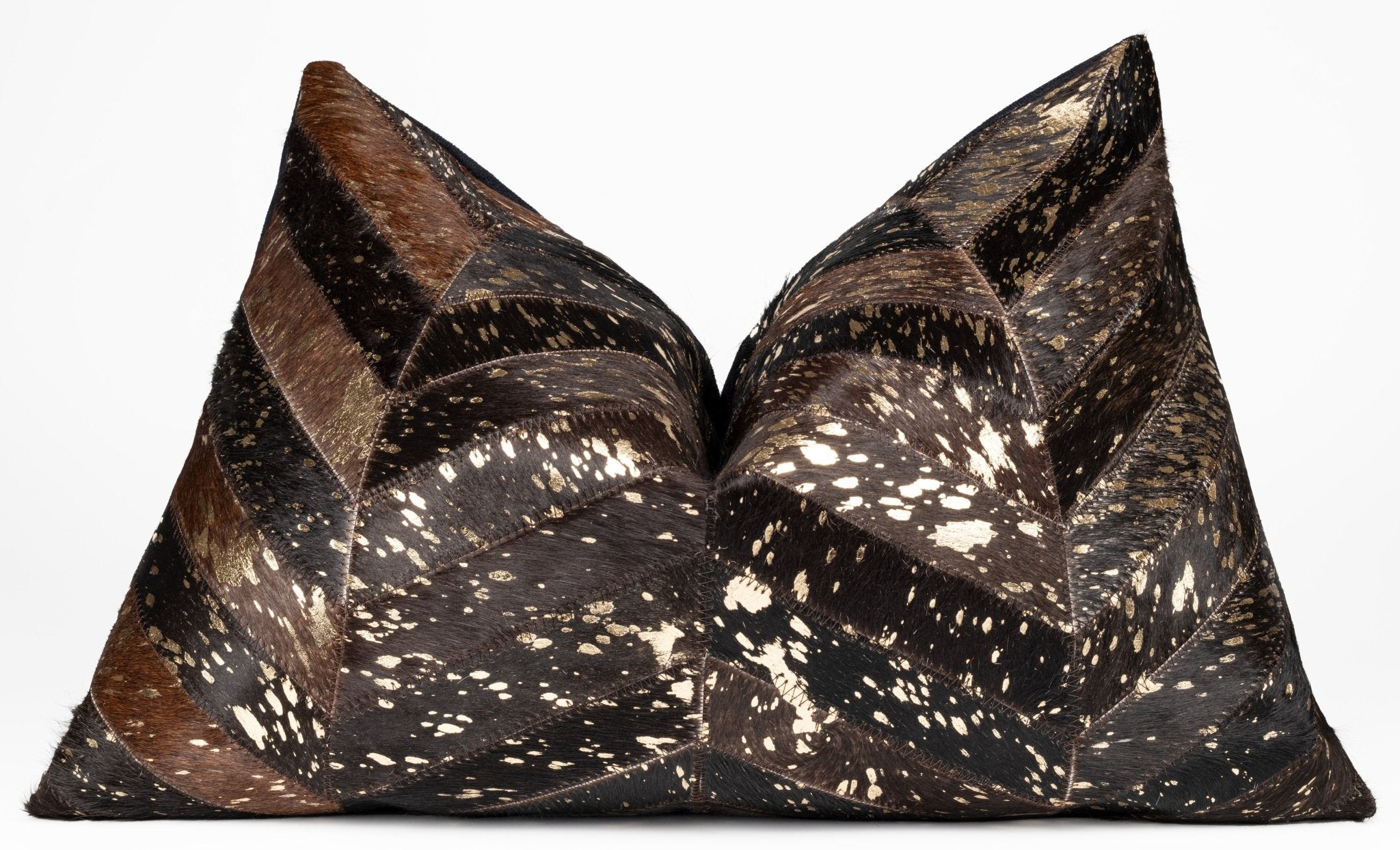Canvello Genuine Cowhide Leather Decorative Throw Pillows - Handmade Patchwork Boho Accent Pillows For Sofa, Couch, Bed, Chair - Western Southwestern Farmhouse Pillow Covers With Feather Down Insert Included-1