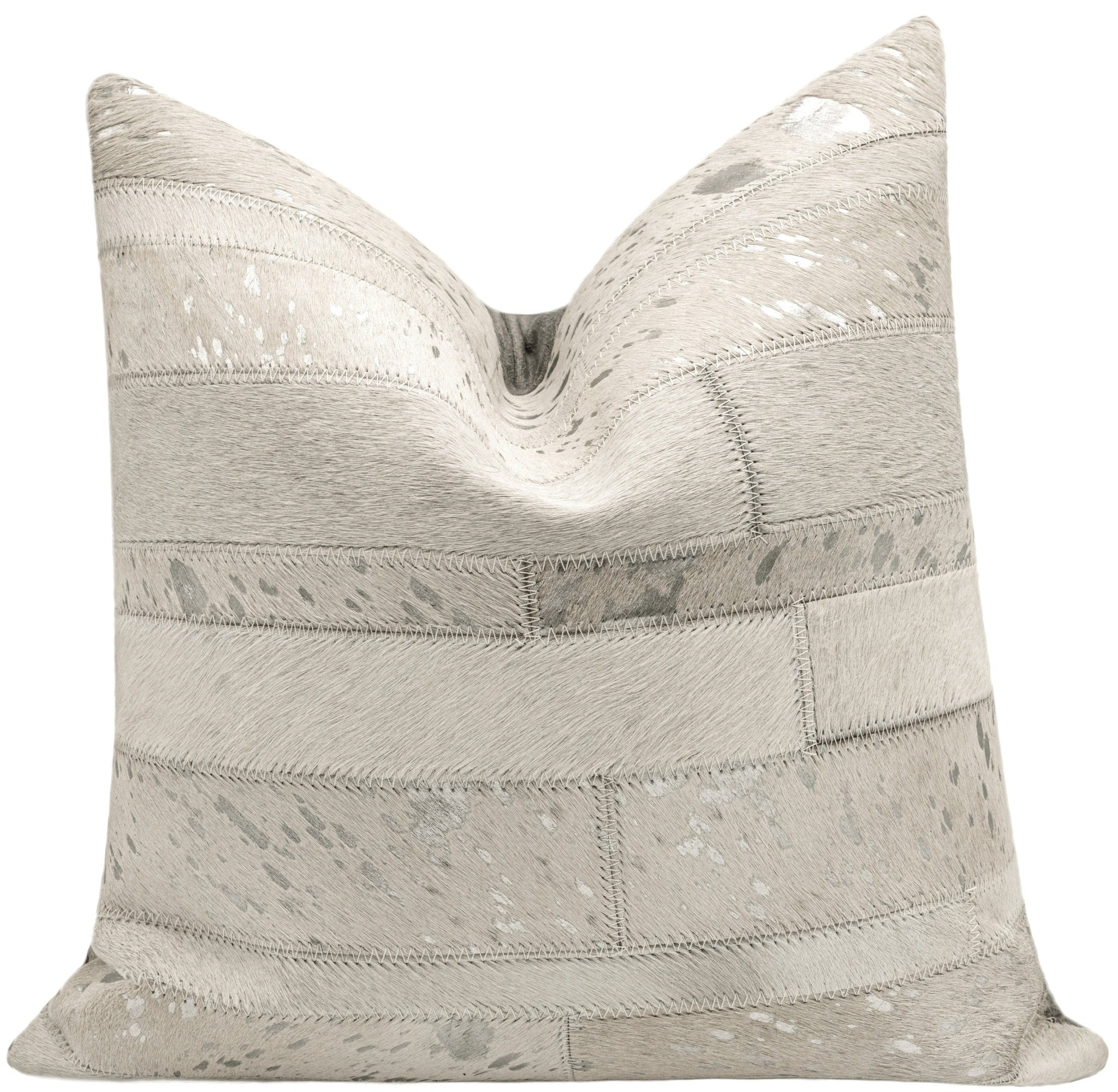 Canvello Genuine Cowhide Leather Decorative Throw Pillows - Handmade Patchwork Boho Accent Pillows For Sofa, Couch, Bed, Chair - Western Southwestern Farmhouse Pillow Covers With Feather Down Insert Included-3