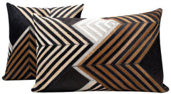 Genuine Cowhide Leather Decortive Throw Pillows with Down Insert