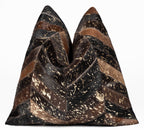 Canvello Genuine Cowhide Leather Decorative Throw Pillows - Handmade Patchwork Boho Accent Pillows For Sofa, Couch, Bed, Chair - Western Southwestern Farmhouse Pillow Covers With Feather Down Insert Included-3