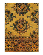 Canvello Gold Color Antique Afghani Yamoud Rug - 4'4'' X 6'8''