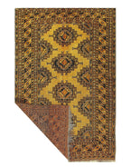 Canvello Gold Color Antique Afghani Yamoud Rug - 4'4'' X 6'8''