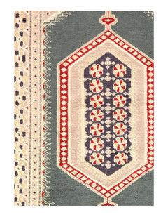 Canvello Green Bokhara Rug - 3' X 5'