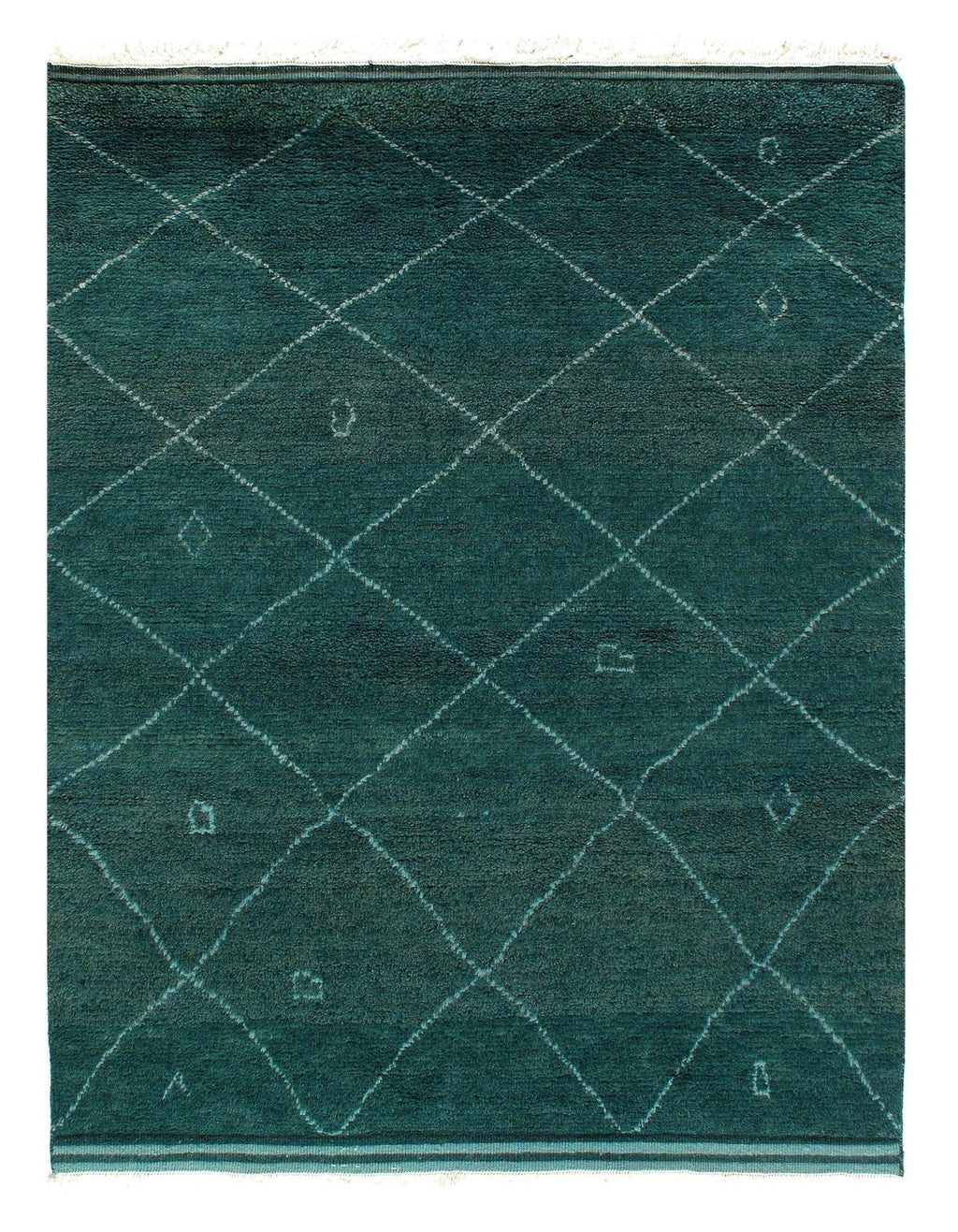 Canvello Green Color Hand knotted Moroccan - 4'8'' X 5'11''