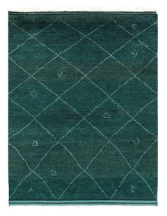 Canvello Green Color Hand knotted Moroccan - 4'8'' X 5'11''