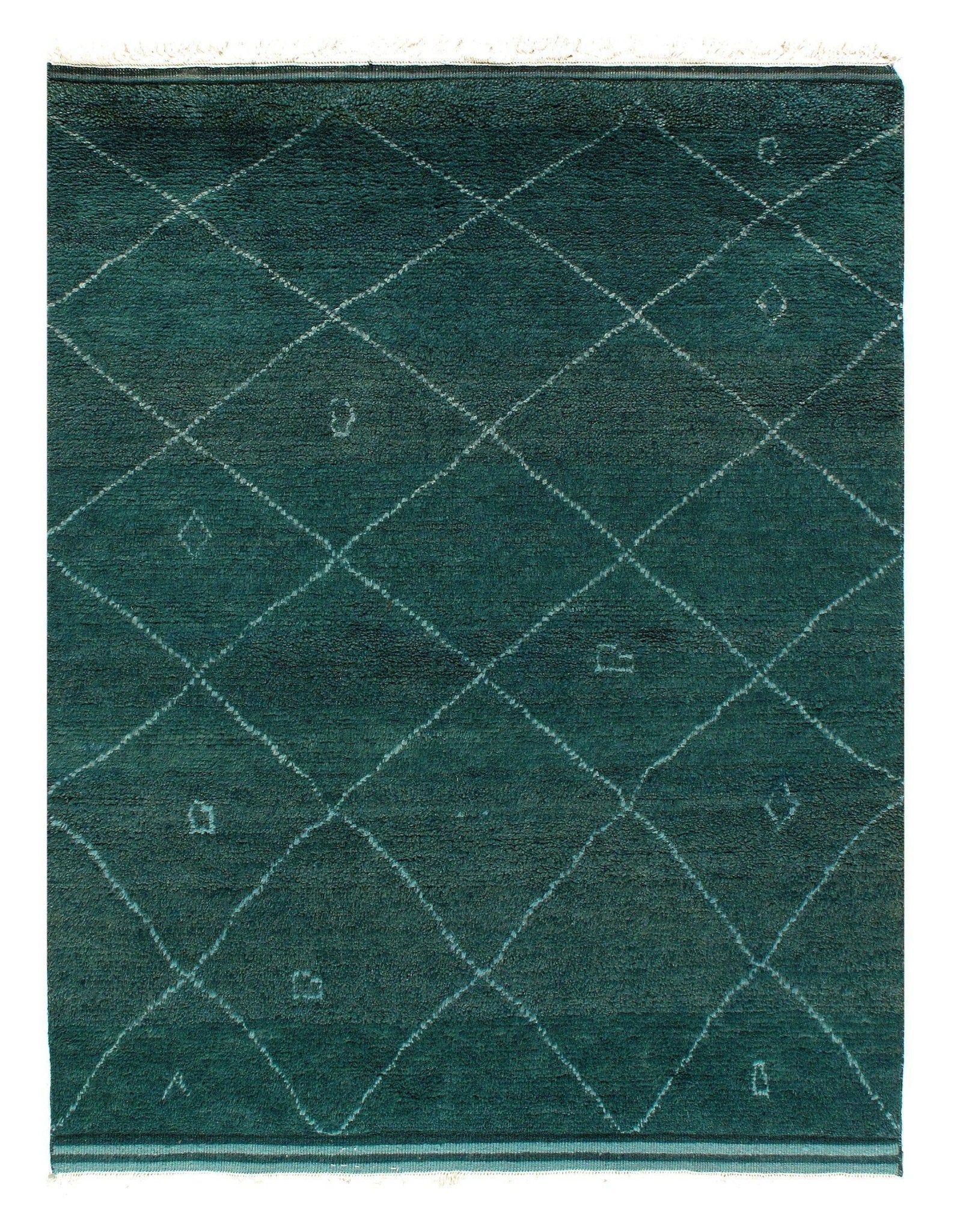 Canvello Green Color Hand knotted Moroccan - 4'8'' X 5'11''