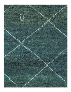 Canvello Green Color Hand knotted Moroccan - 4'8'' X 5'11''