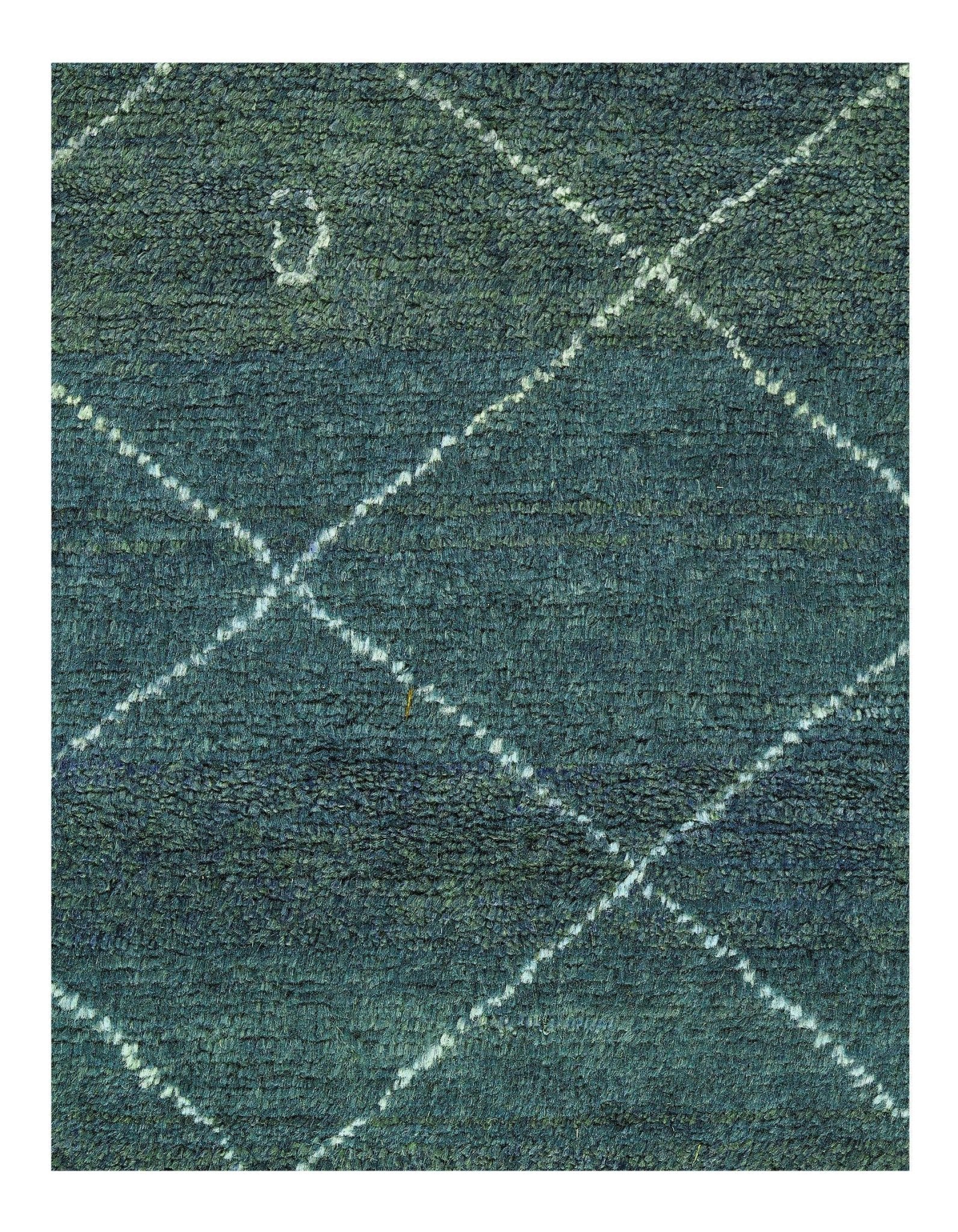 Canvello Green Color Hand knotted Moroccan - 4'8'' X 5'11''