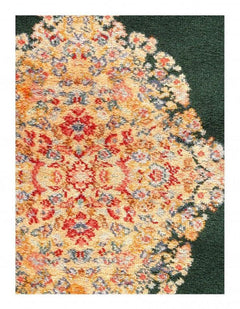 Canvello Green Color Machine Made Tabriz rug 4'4'' X 6'