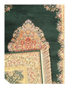 Canvello Green Color Machine Made Tabriz rug 4'4'' X 6'