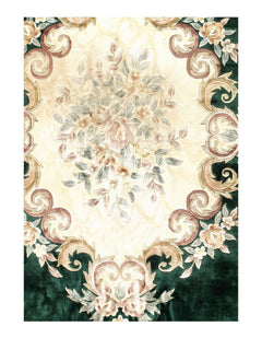 Canvello Hand Knotted Chinese Vintage Dark Green Rug - 9' X 12'