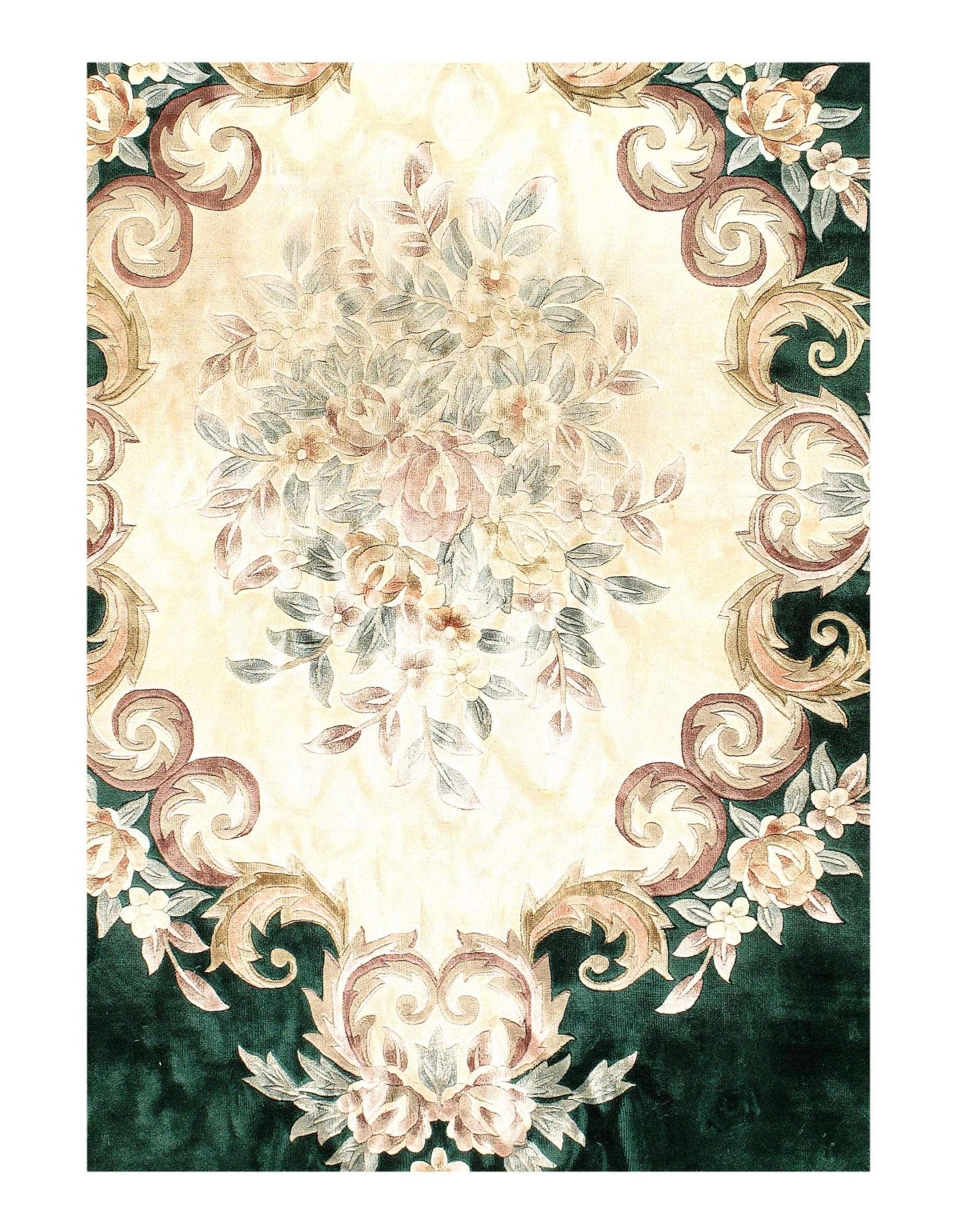 Canvello Hand Knotted Chinese Vintage Dark Green Rug - 9' X 12'