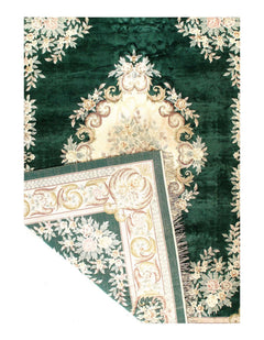 Canvello Hand Knotted Chinese Vintage Dark Green Rug - 9' X 12'