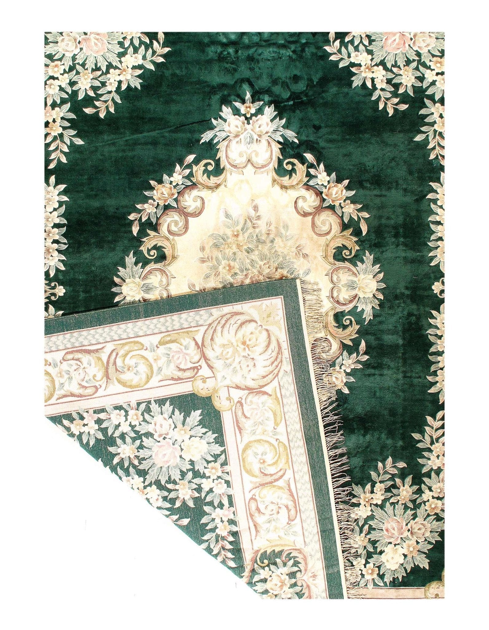 Canvello Hand Knotted Chinese Vintage Dark Green Rug - 9' X 12'