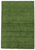 Canvello Hand Made Modern Indo All Over Green Background Green Border 100% Wool on Cotton - 4'1 '' X 6'0''