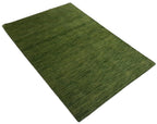 Canvello Hand Made Modern Indo All Over Green Background Green Border 100% Wool on Cotton - 4'1 '' X 6'0''