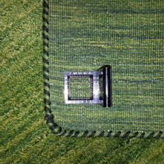 Canvello Hand Made Modern Indo All Over Green Background Green Border 100% Wool on Cotton - 4'1 '' X 6'0''