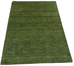 Canvello Hand Made Modern Indo All Over Green Background Green Border 100% Wool on Cotton - 4'1 '' X 6'0''