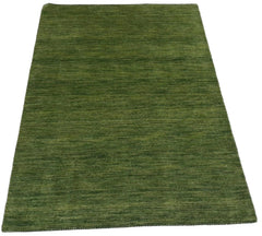Canvello Hand Made Modern Indo All Over Green Background Green Border 100% Wool on Cotton - 4'1 '' X 6'0''