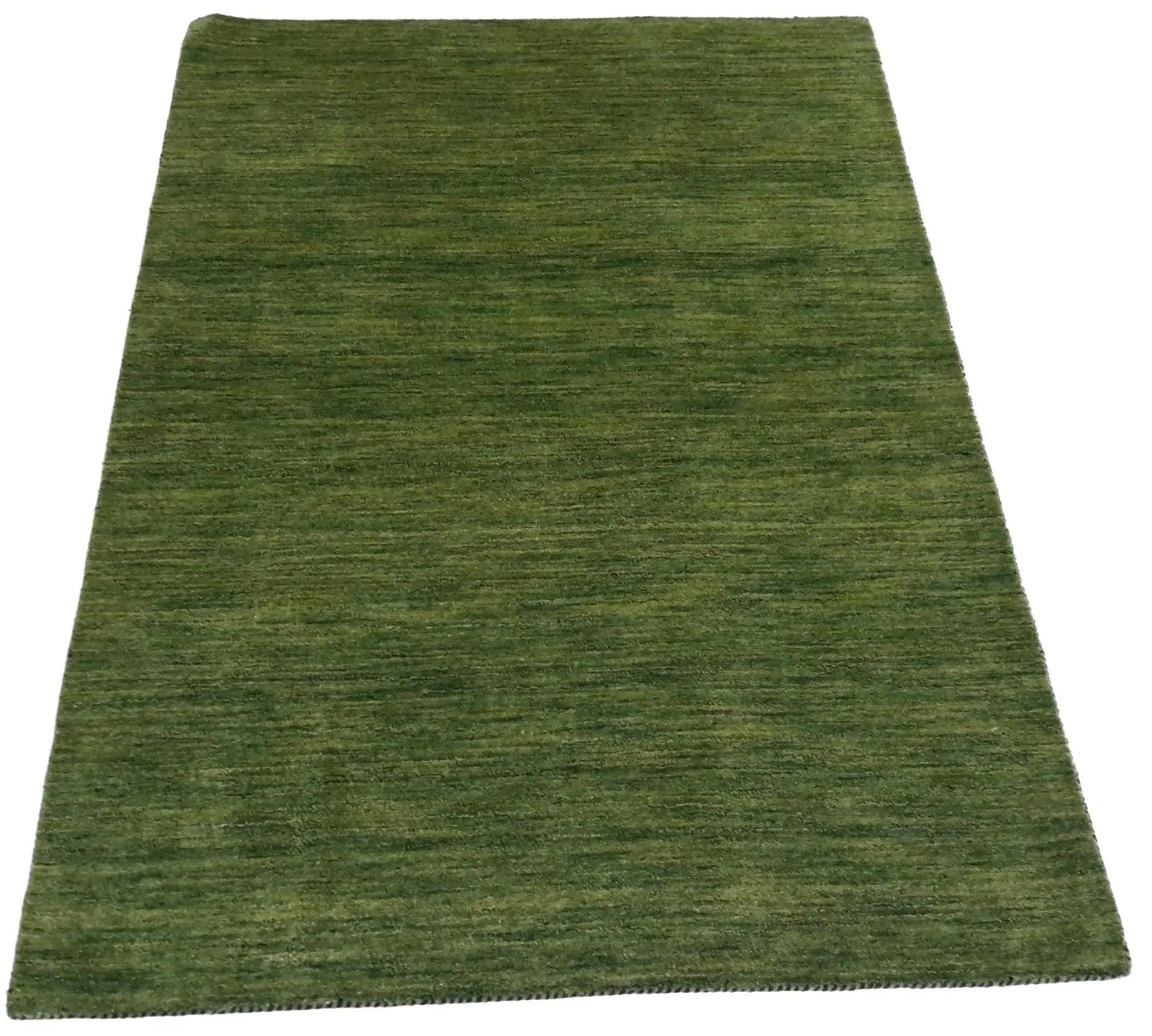 Canvello Hand Made Modern Indo All Over Green Background Green Border 100% Wool on Cotton - 4'1 '' X 6'0''