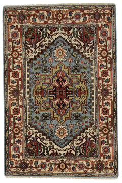 Canvello Hand Made Traditional Medallion Indo Heriz Rug - 4'1'' X 6'0''