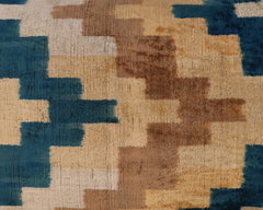 Canvello Handmade Earhtone Geometric Silk Velvet Ikat pillow - 16"X24"-2