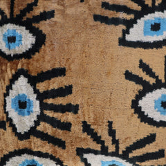 Canvello Handmade Luxury Handmade Velvet Silk Evil Eye Throw Pillow With Down Insert - 16x16 in