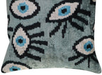 Canvello Handmade Luxury Handmade Velvet Silk Evil Eye Throw Pillow With Down Insert