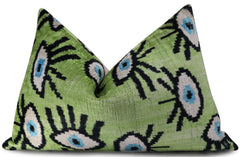 Canvello Handmade Luxury Handmade Velvet Silk Evil Eye Throw Pillow With Down Insert