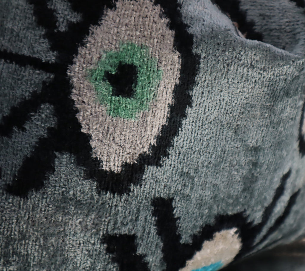 Canvello Handmade Luxury Handmade Velvet Silk Evil Eye Throw Pillow With Down Insert