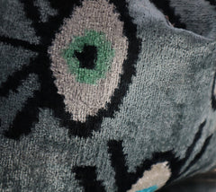 Canvello Handmade Luxury Handmade Velvet Silk Evil Eye Throw Pillow With Down Insert
