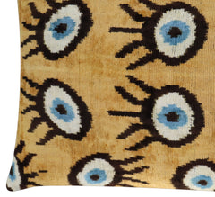 Canvello Handmade Luxury Handmade Velvet Silk Evil Eye Throw Pillow With Down Insert