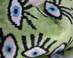 Canvello Handmade Luxury Handmade Velvet Silk Evil Eye Throw Pillow With Down Insert