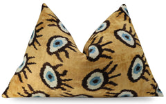 Canvello Handmade Luxury Handmade Velvet Silk Evil Eye Throw Pillow With Down Insert