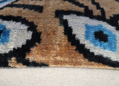 Canvello Handmade Luxury Handmade Velvet Silk Evil Eye Throw Pillow With Down Insert - 16x16 in