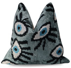 Canvello Handmade Luxury Handmade Velvet Silk Evil Eye Throw Pillow With Down Insert