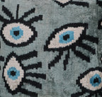 Canvello Handmade Luxury Handmade Velvet Silk Evil Eye Throw Pillow With Down Insert