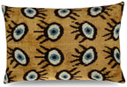 Canvello Handmade Luxury Handmade Velvet Silk Evil Eye Throw Pillow With Down Insert