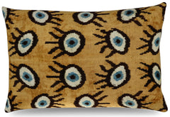 Canvello Handmade Luxury Handmade Velvet Silk Evil Eye Throw Pillow With Down Insert