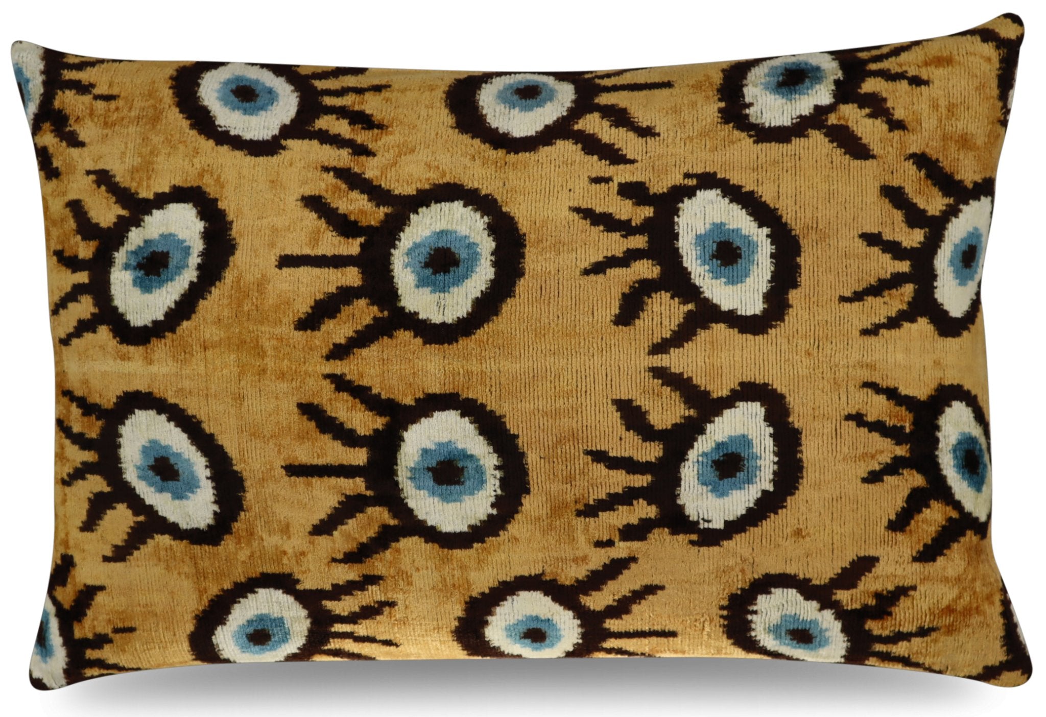 Canvello Handmade Luxury Handmade Velvet Silk Evil Eye Throw Pillow With Down Insert
