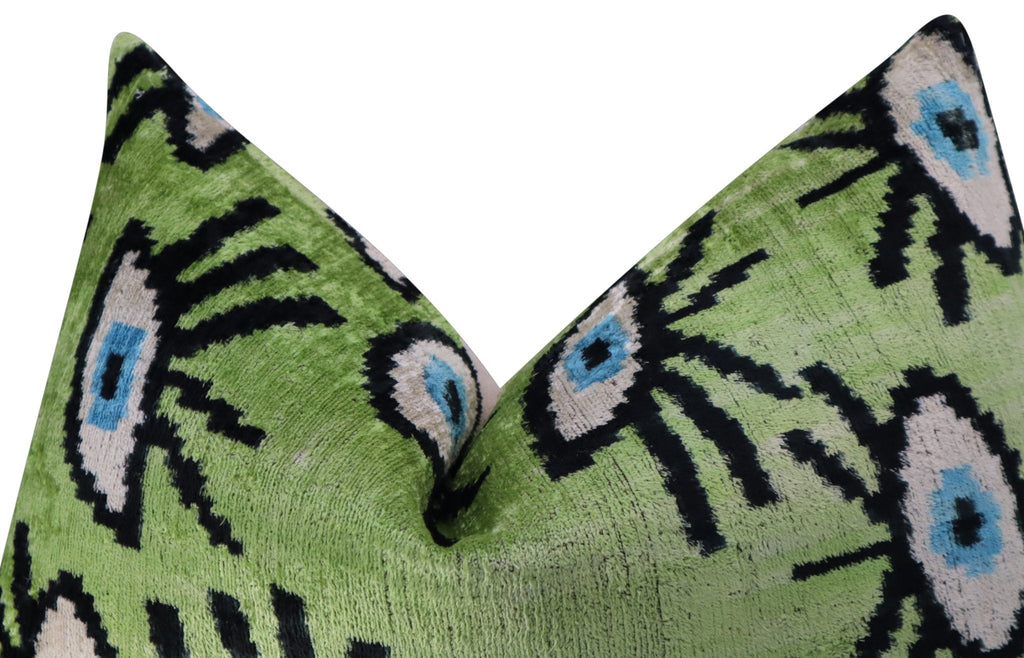 Canvello Handmade Luxury Handmade Velvet Silk Evil Eye Throw Pillow With Down Insert