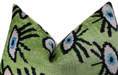 Canvello Handmade Luxury Handmade Velvet Silk Evil Eye Throw Pillow With Down Insert
